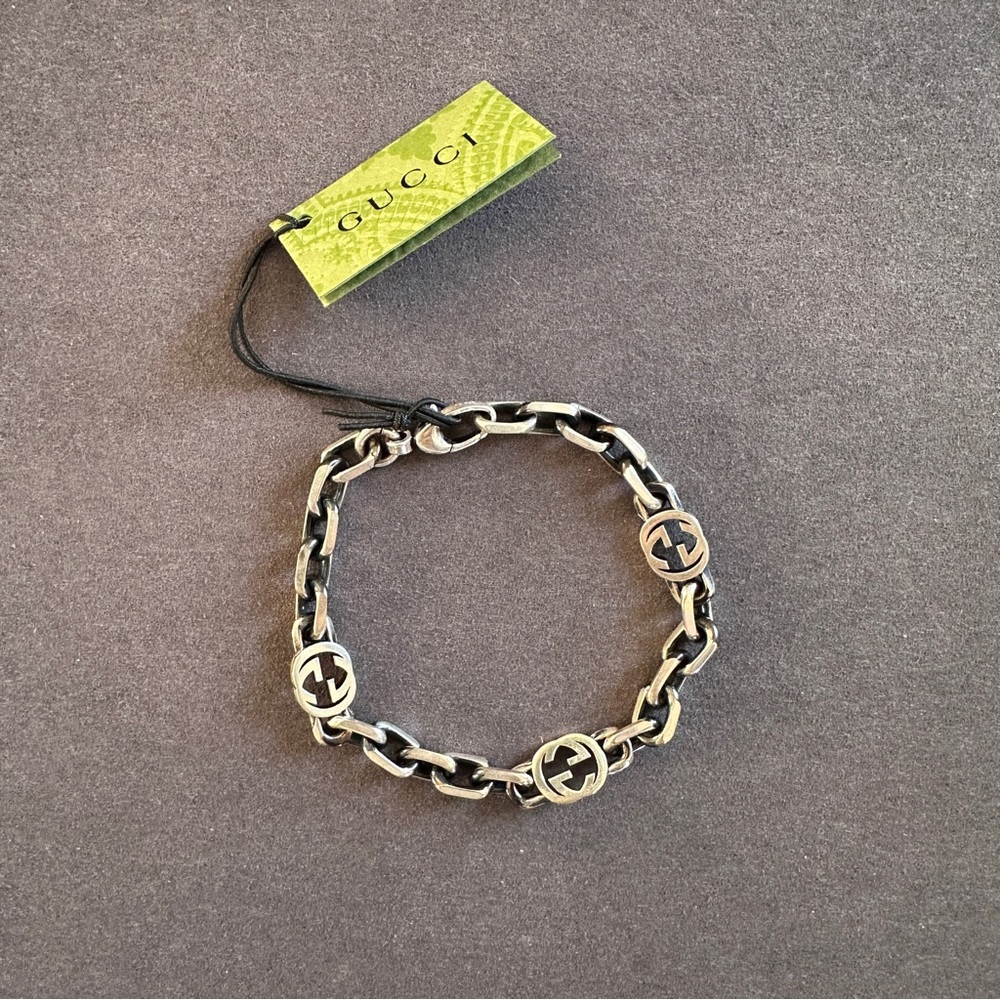 Gucci interlocking G logo sterling silver chain bracelet 925 - Picture 3 of 12
